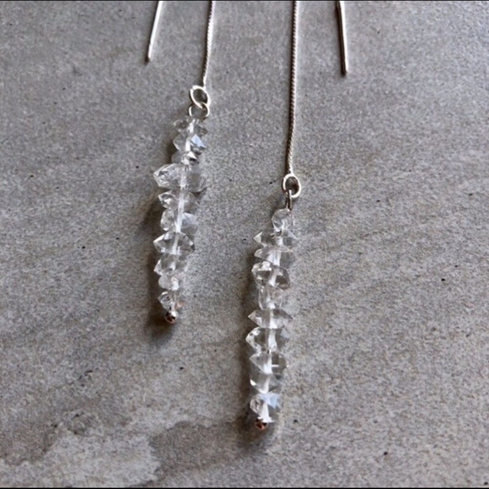 ✨New Item-Boho Herkimer Diamond Threader Earrings - Picture 2 of 2